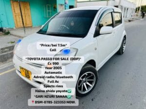 Bei ya Toyota Passo 2005 Sokoni Dar es salaam Tanzania