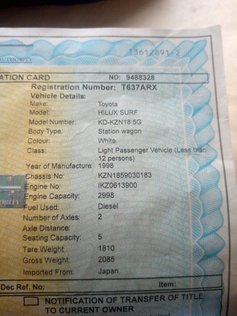 Price Toyota Surf 1998 for Sale in Dar es Salaam